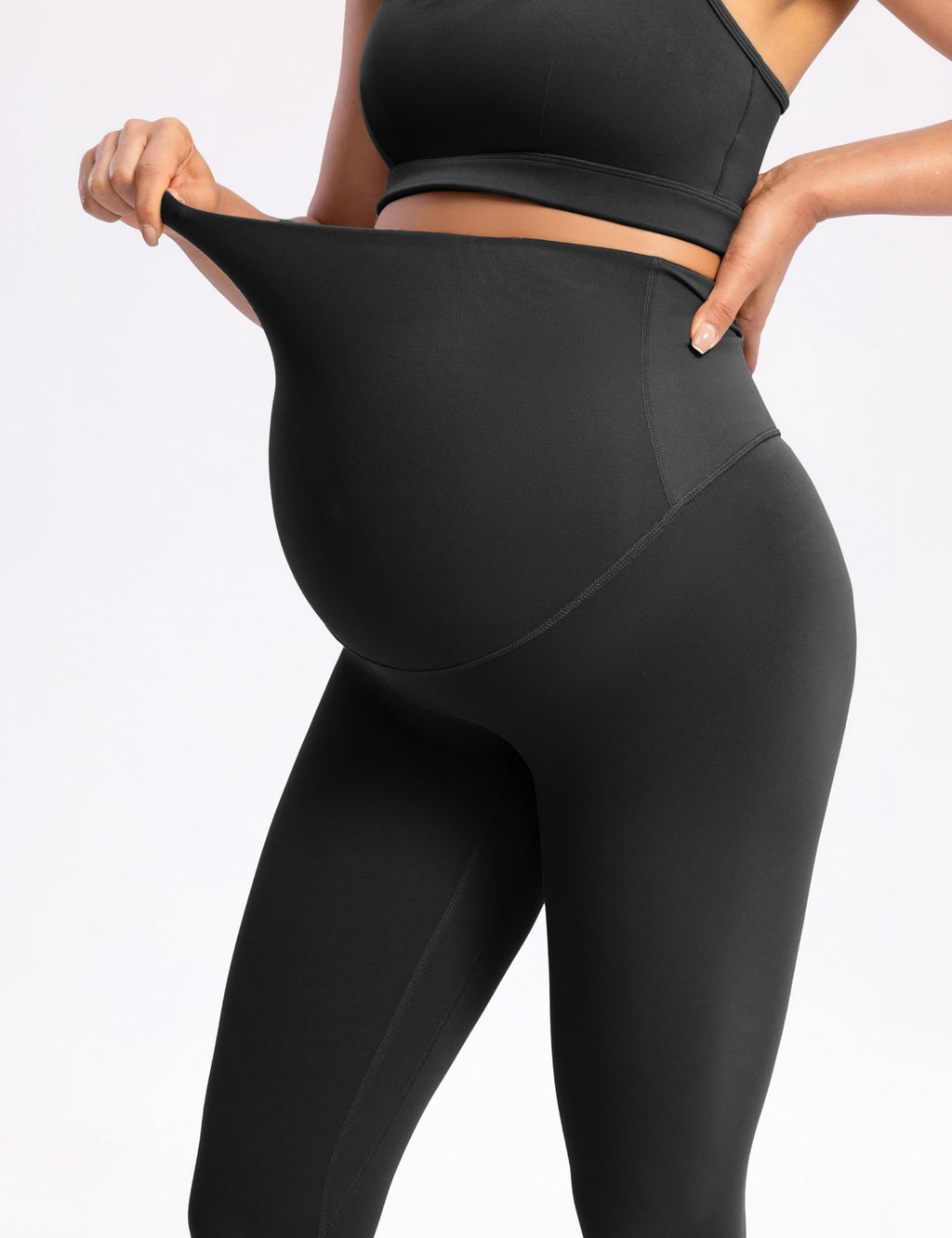 POSHDIVAH Creamluxe Maternity Leggings 25" Black Small