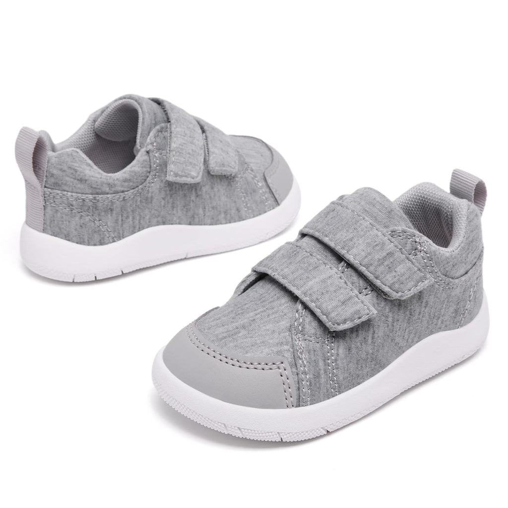 MORENDL Wide Toe Box Shoes Toddler Barefoot Shoes Baby Walking Shoe Boy Girl Non-Slip Zero Drop Minimalist Sneakers Comfort Tennis Outdoor Activities Mix LightGrey 18-24 Months