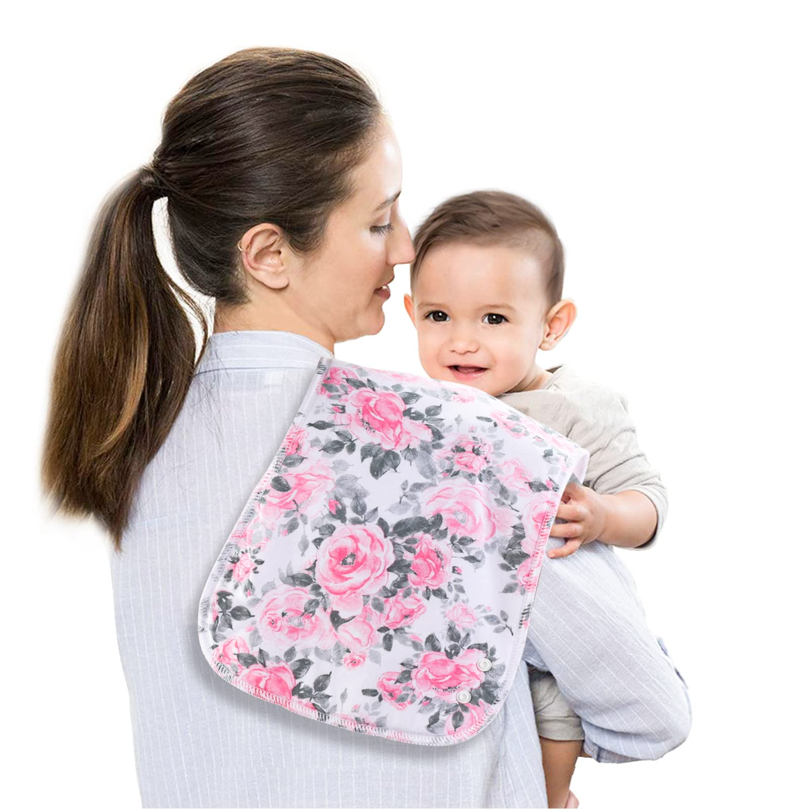 Benoxine 2-in-1 Burp Cloths and Baby Bibs - 6 Pack Large Super Absorbent Soft Cotton Burping Cloths for Spit Up, 3 Layers Thick Baby Burp Rags for Girls & Boys