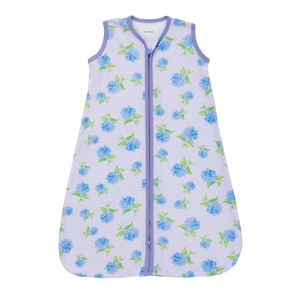 LollyBanks Baby Sleep Sack 6-12 Months for Girls, 100% Cotton Baby Wearable Blanket with 2-Way Zipper, 0.5 TOG Breathable Toddler Sleeping Bag, Baby Essential (Hydrangea Print)
