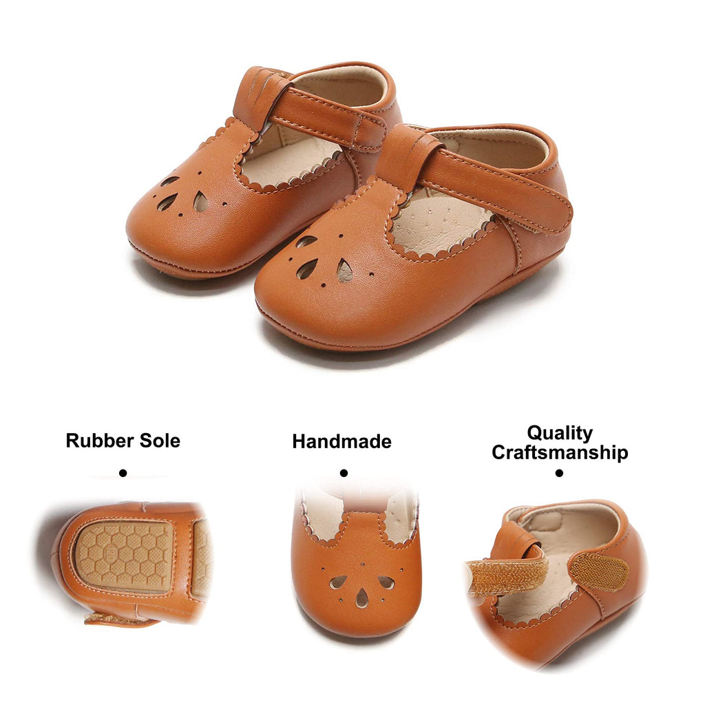 Soft Sole Brown Baby Shoes - Infant Baby Walking Shoes Moccasinss Rubber Sole Crib (Brown,9-12Months Infant)