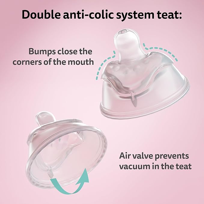 Herobility Double Anti-Colic Baby Bottles – 5 fl oz/140ml – 4-Pack – Multicolor - White, Gray, Iron Blue, Blue