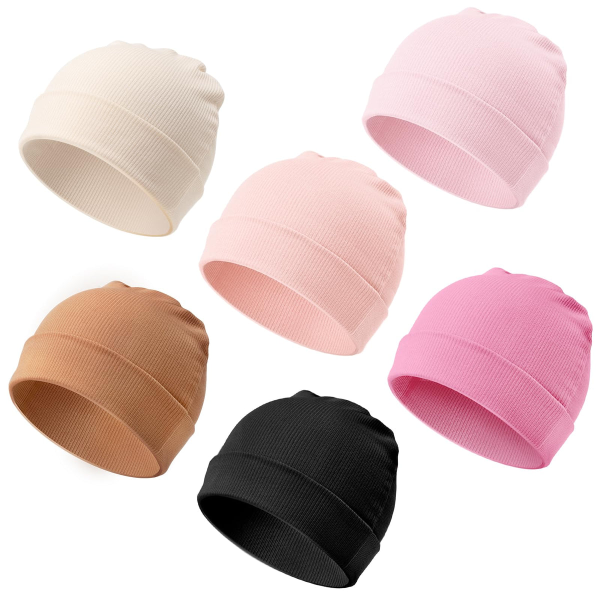 DRESHOW BQUBO 6 Pack Baby Newborn Hats Set for Unisex Infant Newborn Toddler Soft Beanie Hat for Boys Girls 0-6 Months