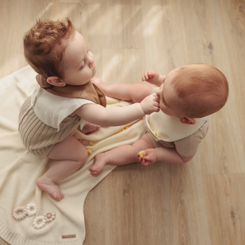Bleu La La Vegan Leather Easy Clean Baby Bibs with Pocket and Snaps for Infants 0-12 Months (Blush Pink + Mauve)