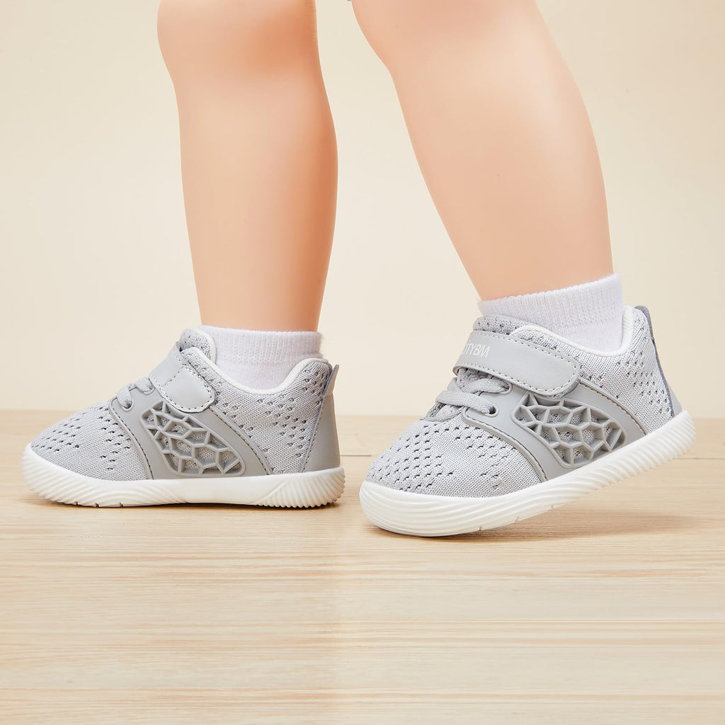 BMCiTYBM Baby Shoes Boys Girls Mesh Sneakers Infant Breathable Walking Shoes Lightweight Non-Slip First Walkers 6 9 12 18 24 Months Grey Size 18-24 Months Toddler