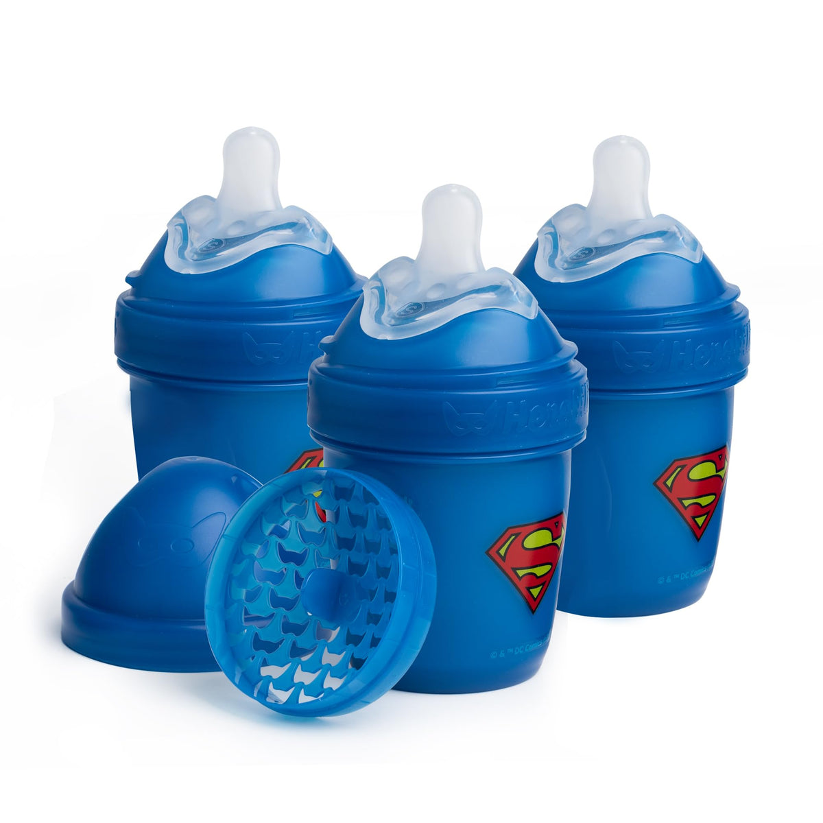 Herobility Anti-Colic Baby Bottles 8.5 fl oz/240ml - Pack of 3 Plastic Baby Bottles, Fast Flow Plastic Bottles, Breast-Shaped Teat for Breastfed Babies, Small Baby Bottles, Swedish Design, Batman