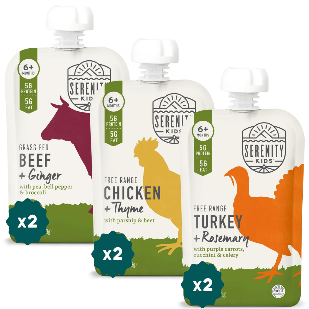 Serenity Kids Organic Baby Food Pouches, 5g Protein, 3.5 Oz, 6 Pack