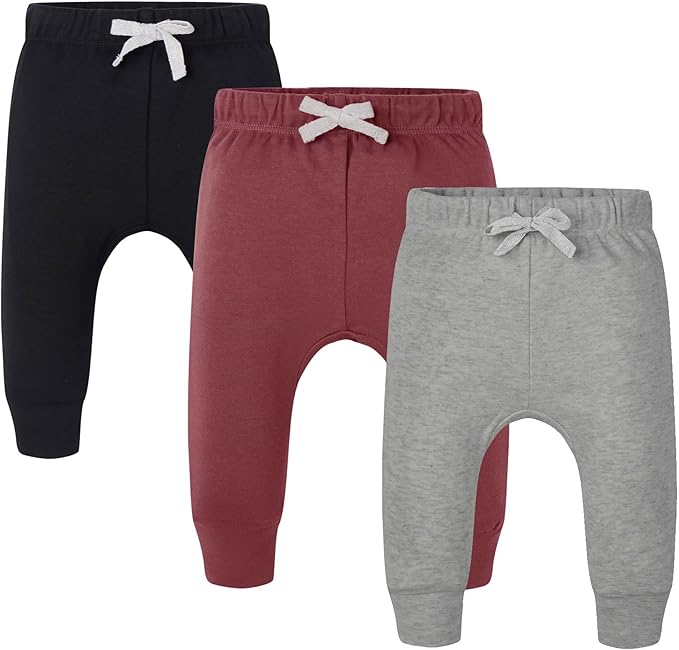 AIUI-HARNSBORN Baby 3 Pack Flexy Pants and Leggings, Baby Pants Infant Boys Girls Tapered Ankle Jogger Pant(12-18 Months