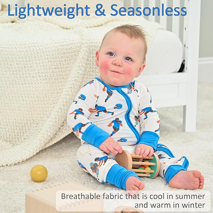 LollyBanks Baby Pajamas, 2-Way Zipper Romper, 95% Viscose Made from Bamboo and 5% Spandex, Baby Sleepers