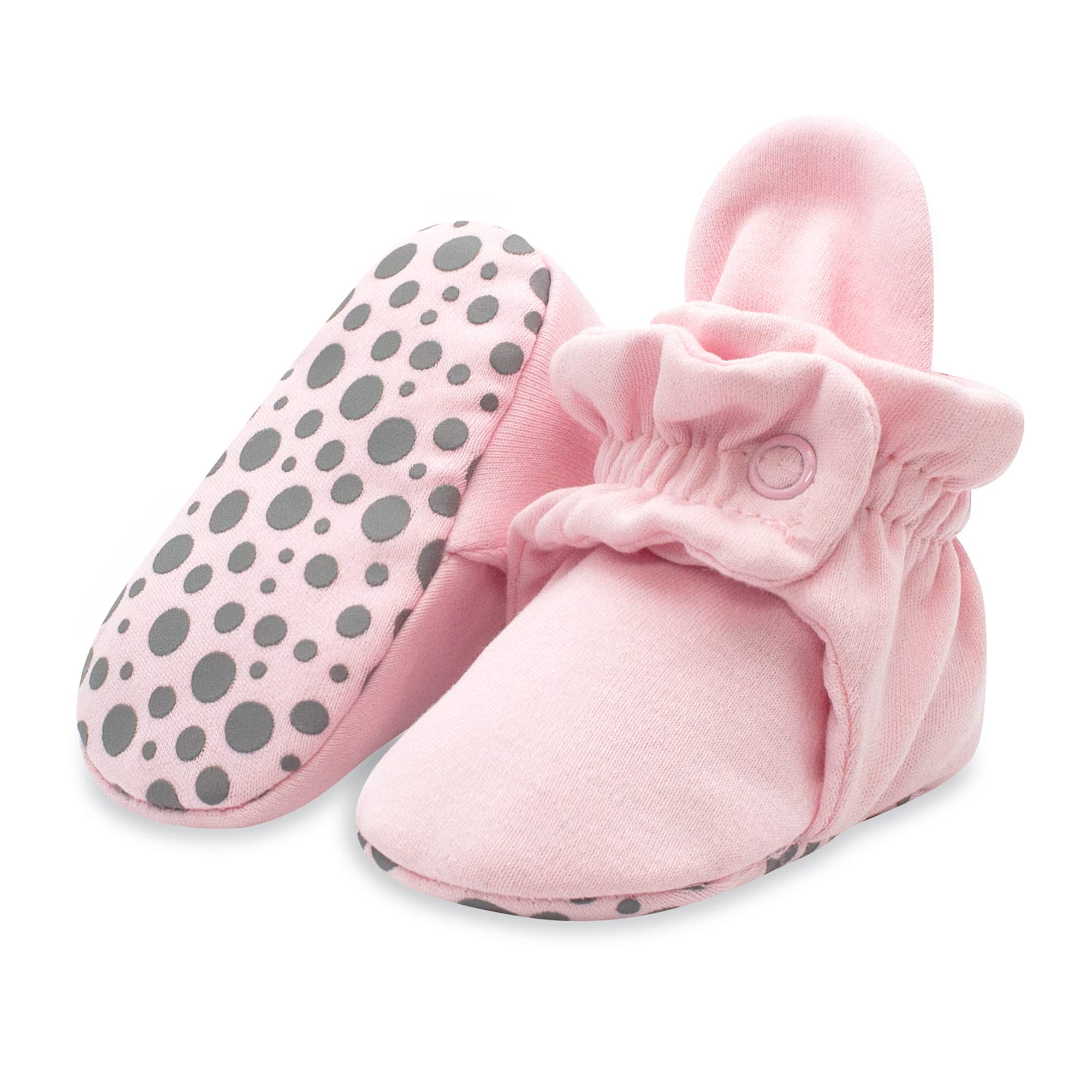 Zutano Unisex Organic Cotton Baby Booties With Gripper Soles, Baby Pink Solid, 6M