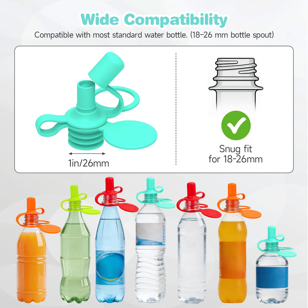 Morlike Living Water Bottle Spout Adapter, Silicone Baby Water Bottle Adapter for Toddlers, Protects Kids Mouth - No Spill & BPA Free (Mix - 4 Pack)