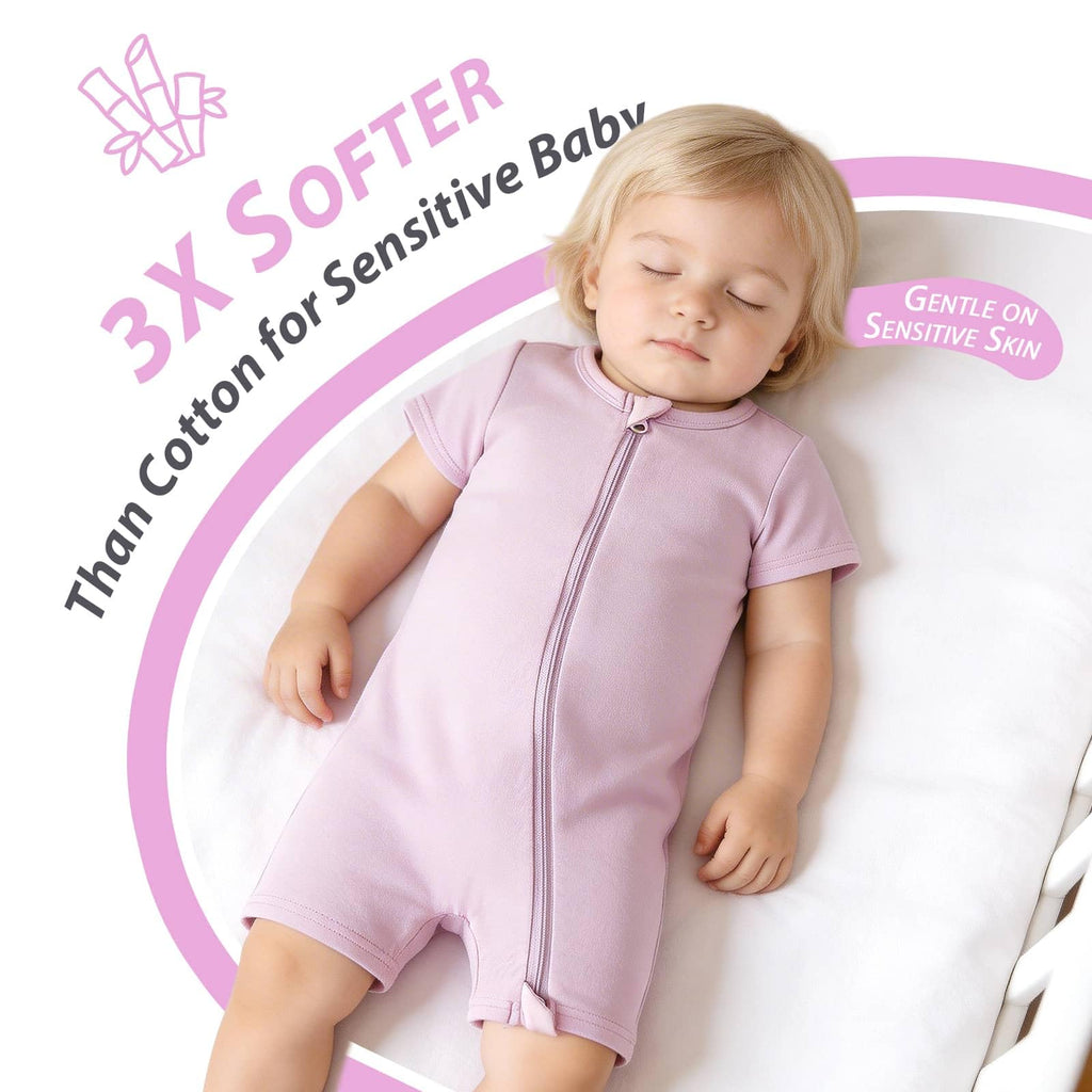 OPAWO Bamboo Sleepers for Baby Girl Pajamas Bamboo Baby Pajamas Pink 0-3M