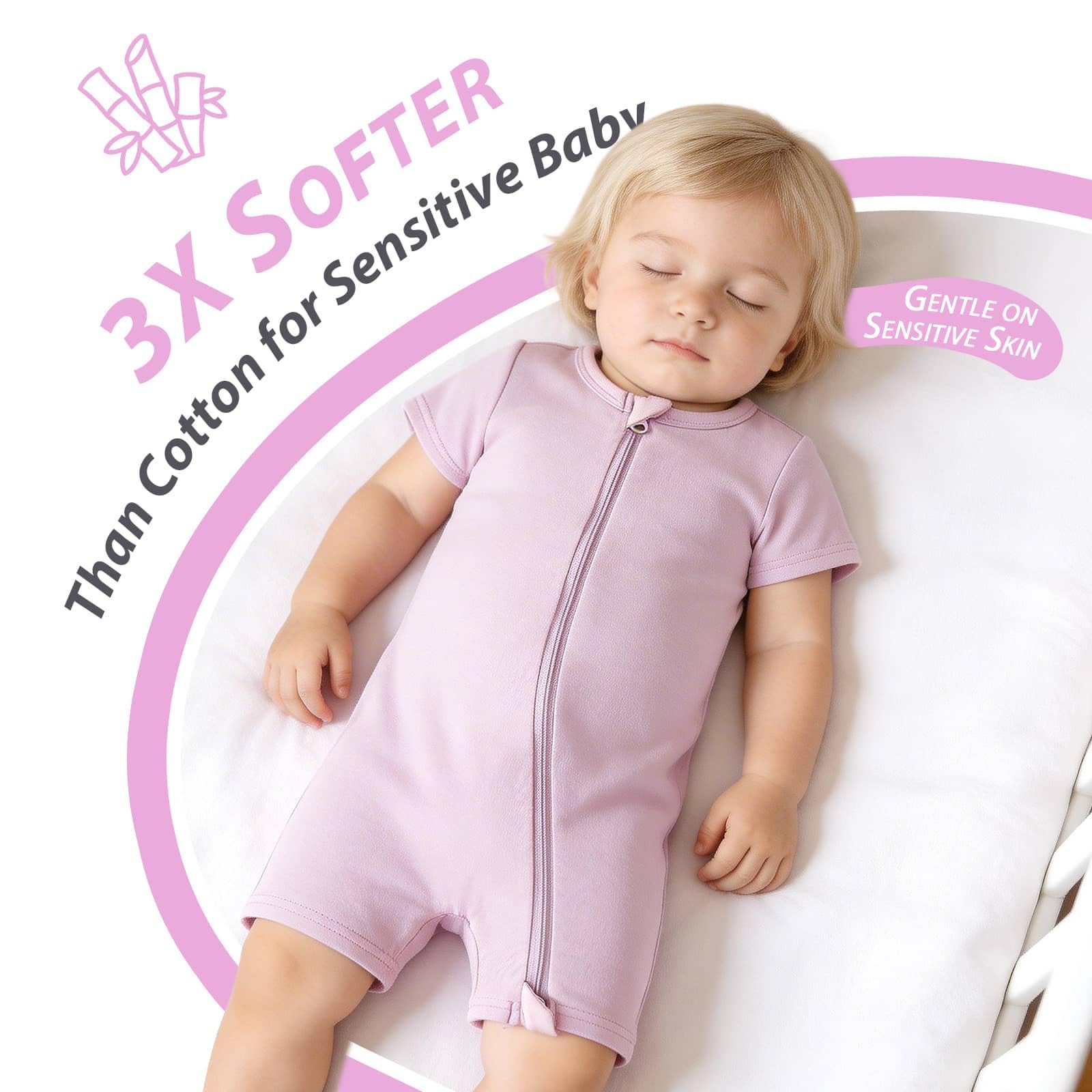 OPAWO Baby Boy Pajamas 3 Pack, 2 Way Zipper Sleepers Baby Boy Girl Romper, Toddler Summer Clothes Outfits 0-24M(Purple,Mauve,Beige,3-6 Months)