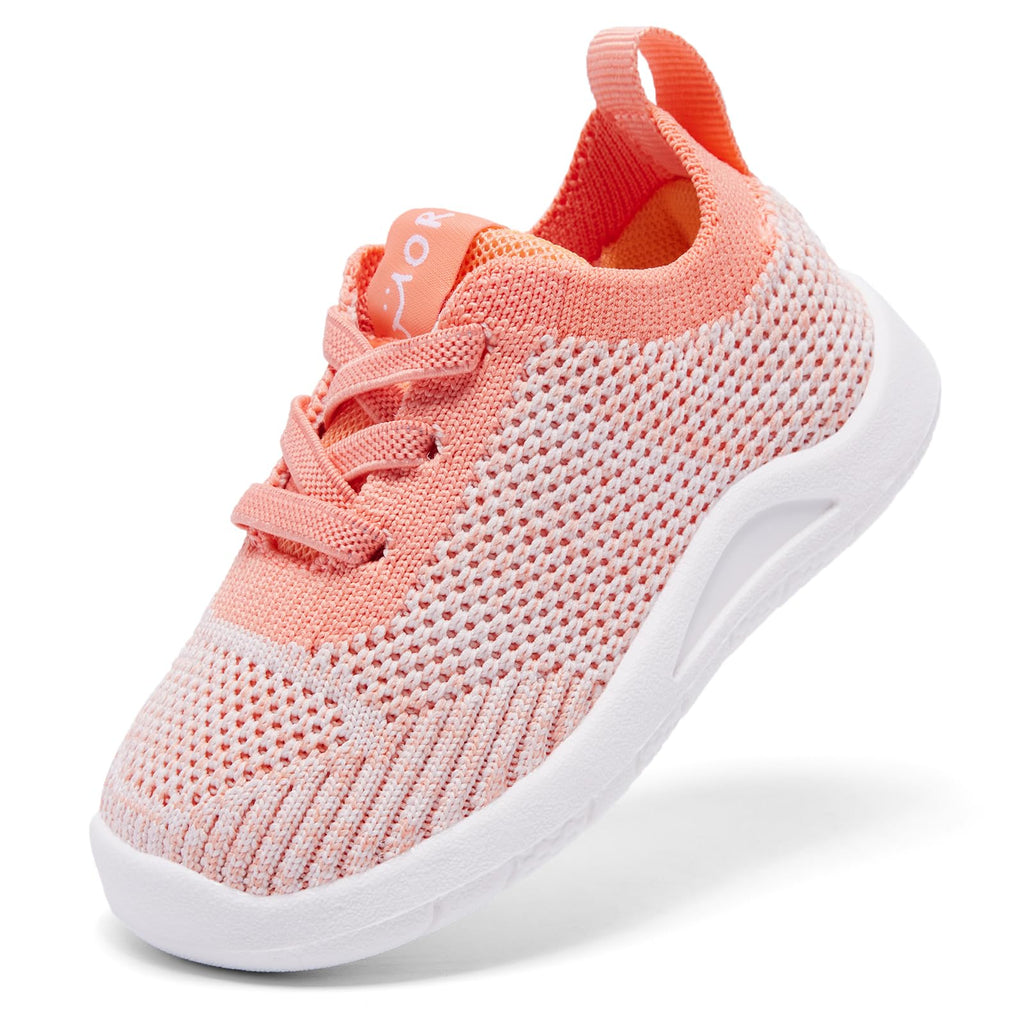 MORENDL Toddler Shoes Baby Walking Sock Shoes Infant Sneakers Boy Girl Barefoot Tennis Shoe Non-Slip Brethable Mix Orange Size 7