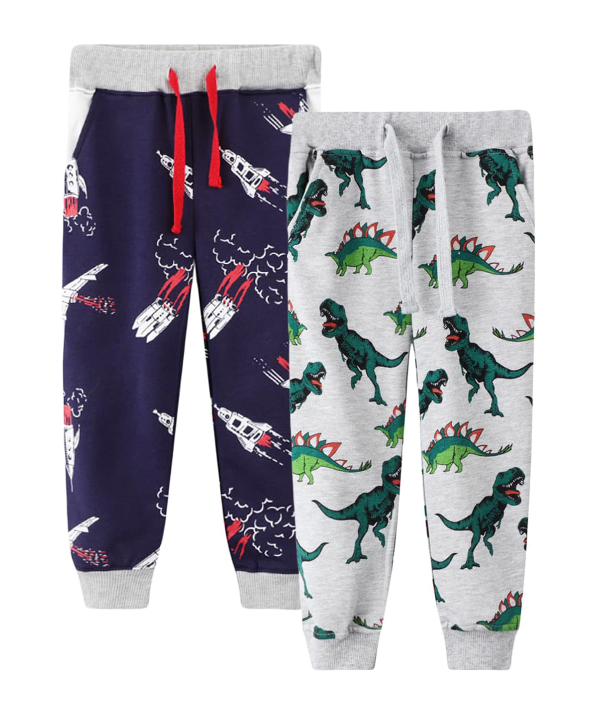 LOKTARC 2 Pack Toddler Boys Sweatpants Drawstring Cotton Sport Jogger Pants Car Navy Ligth Grey 2-3 Years/Size 3T