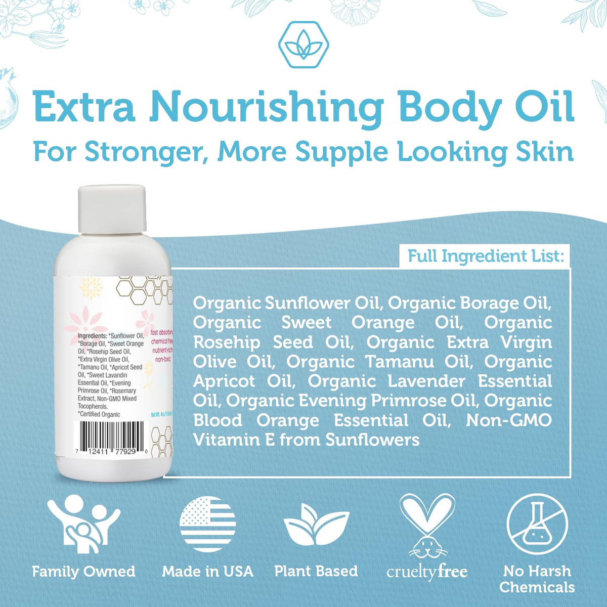 USDA Organic Stretch Mark Oil for Pregnancy - Ultra Moisturizing Belly Oil