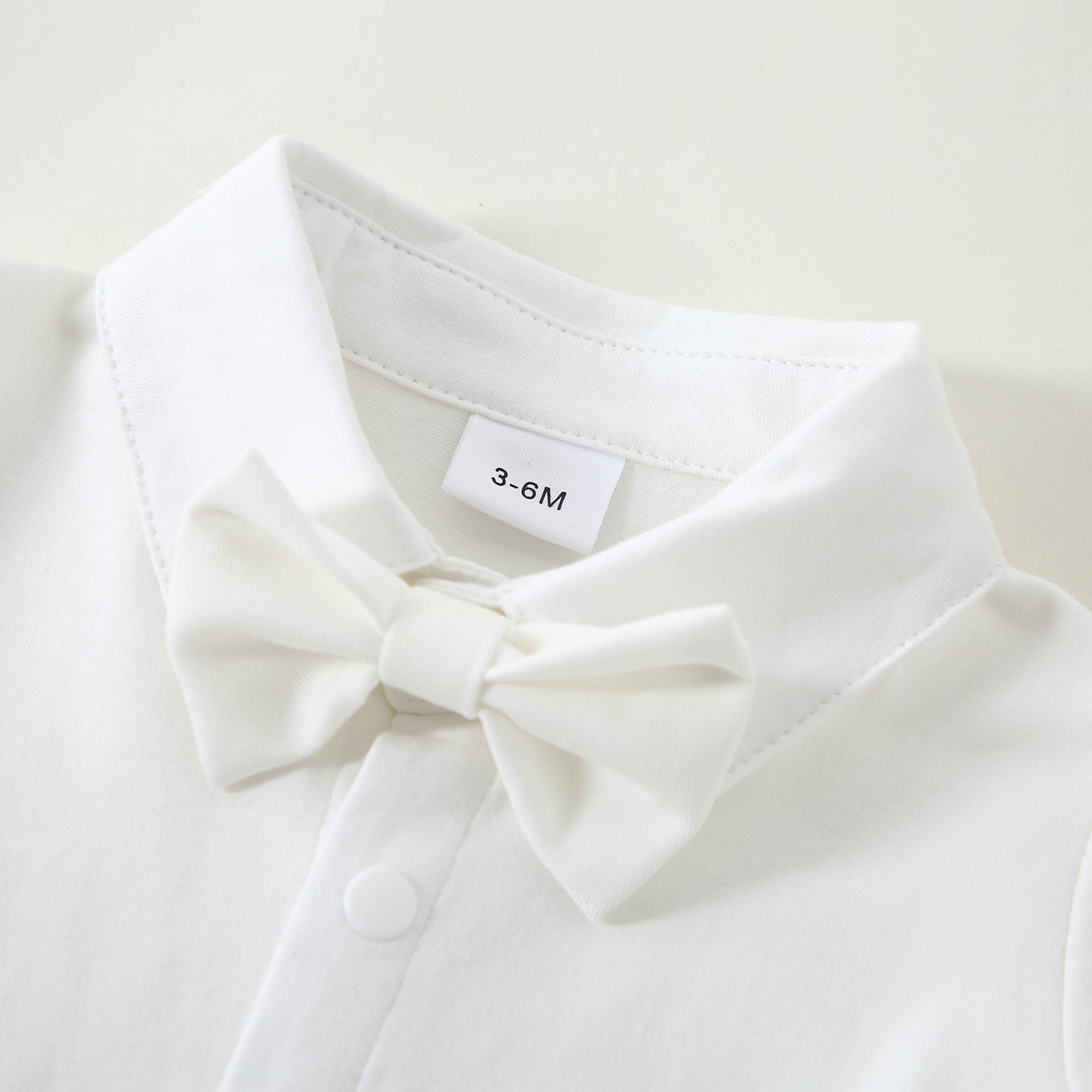 DISAUR Baby Boy Suspender Outfit Baby Formal Outfit Boy Long Sleeve Infant White Shirt White Vest Pants Bow Tie 6 9 Months
