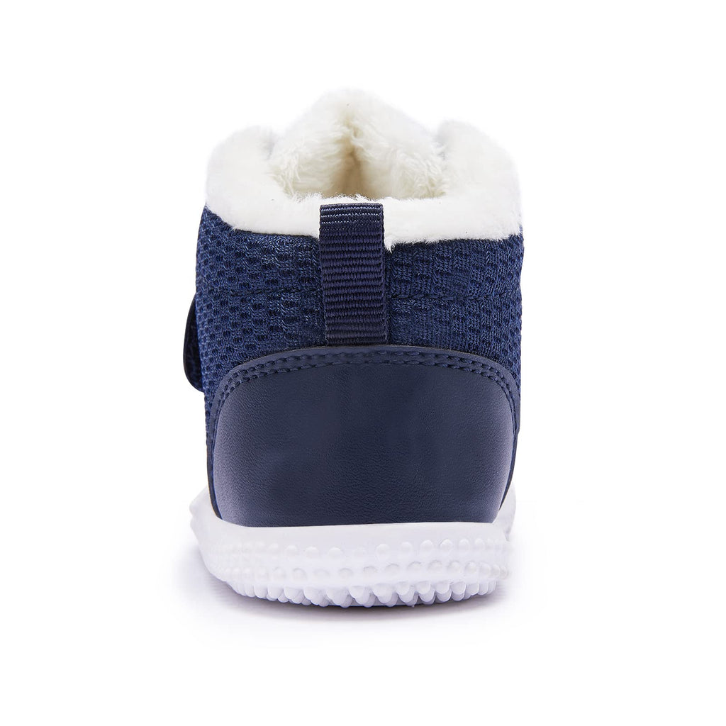 BMCiTYBM Baby Boy Girl Boots Winter Warm Snow Boots Lightweight Walking Shoes Infant First Walkers 6 9 12 18 24 Months Navy Blue 12-18 Months