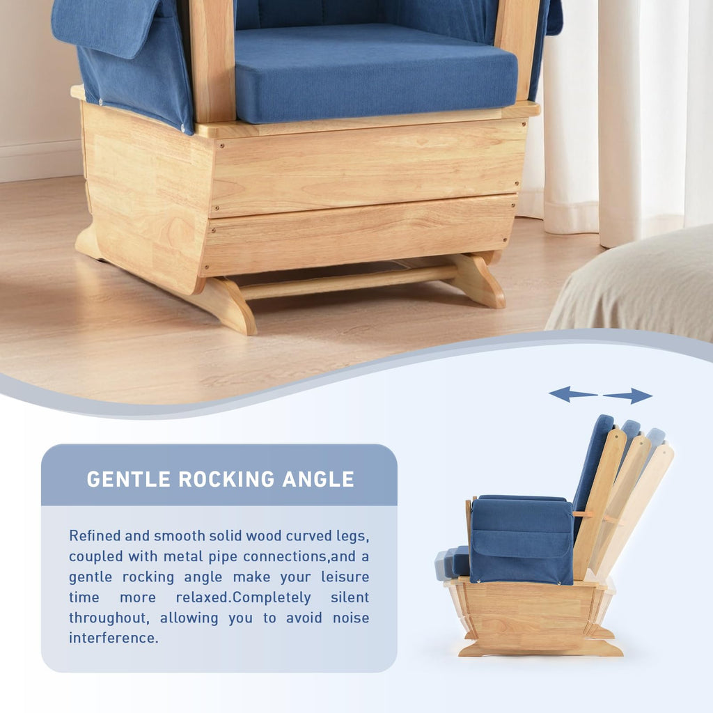 akucvor Glider Rocker Nursery Chair, Cut Pile Padded Seat, 280 lbs, Blue