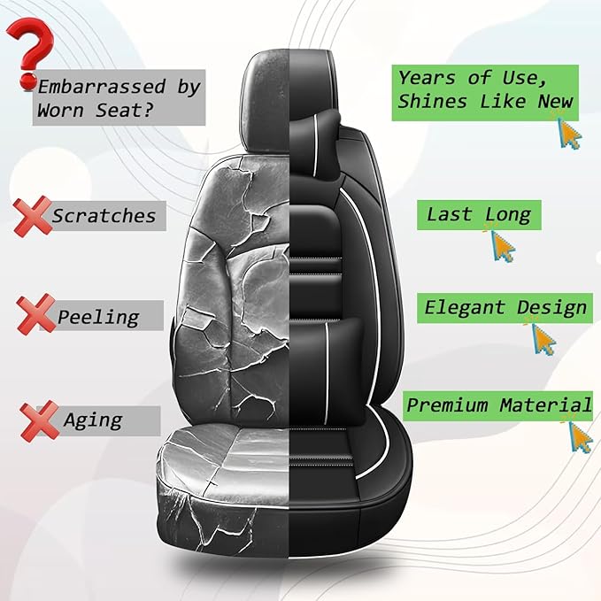 PACKMACH Car Seat Covers for Ford Transit 2014-2024 | 5-Seats Seat Covers, Waterproof Seat Protectors, Automotive Seat Covers (Full Set with Pillow,Black&White Line)