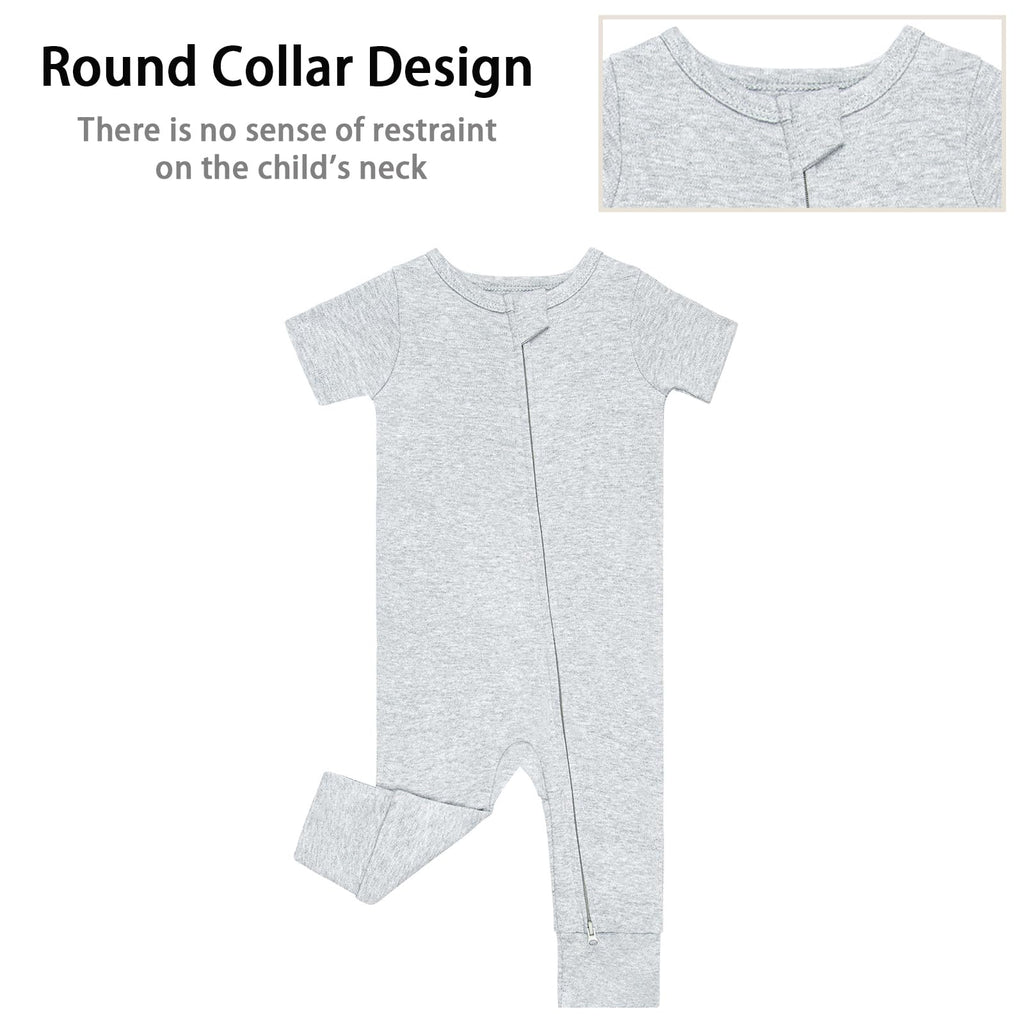 GUISBY Baby Cotton Footless Zipper Pajamas, Pale Grey+Mid Grey, 12-18M
