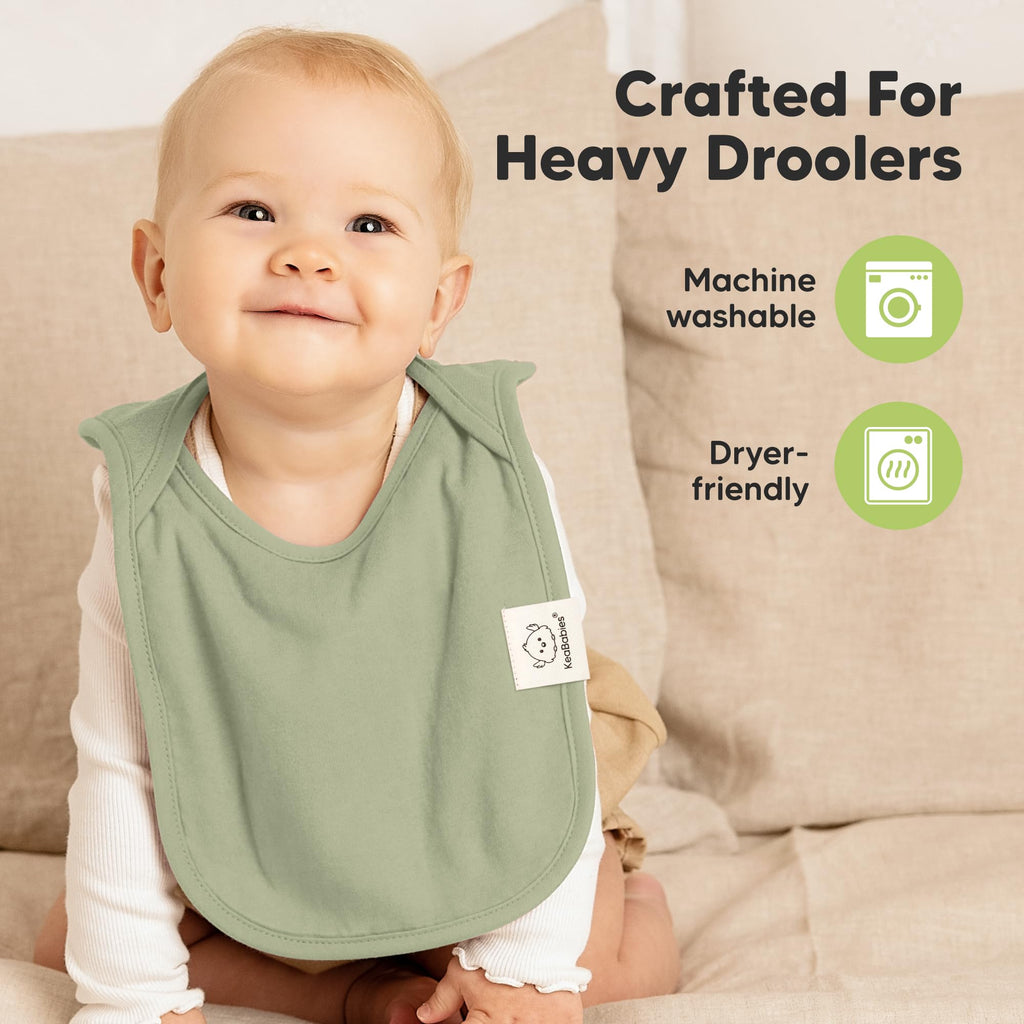KeaBabies 8-Pack Bibs for Baby Girls, Boys, Pullover Baby Bibs (Embrace)
