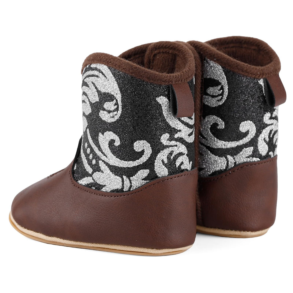MK MATT KEELY Leather Western Boots Cowboy Bootie Soft Sole Non-Slip Crib Shoes for Baby Infant Toddler Girls Boys Newborn