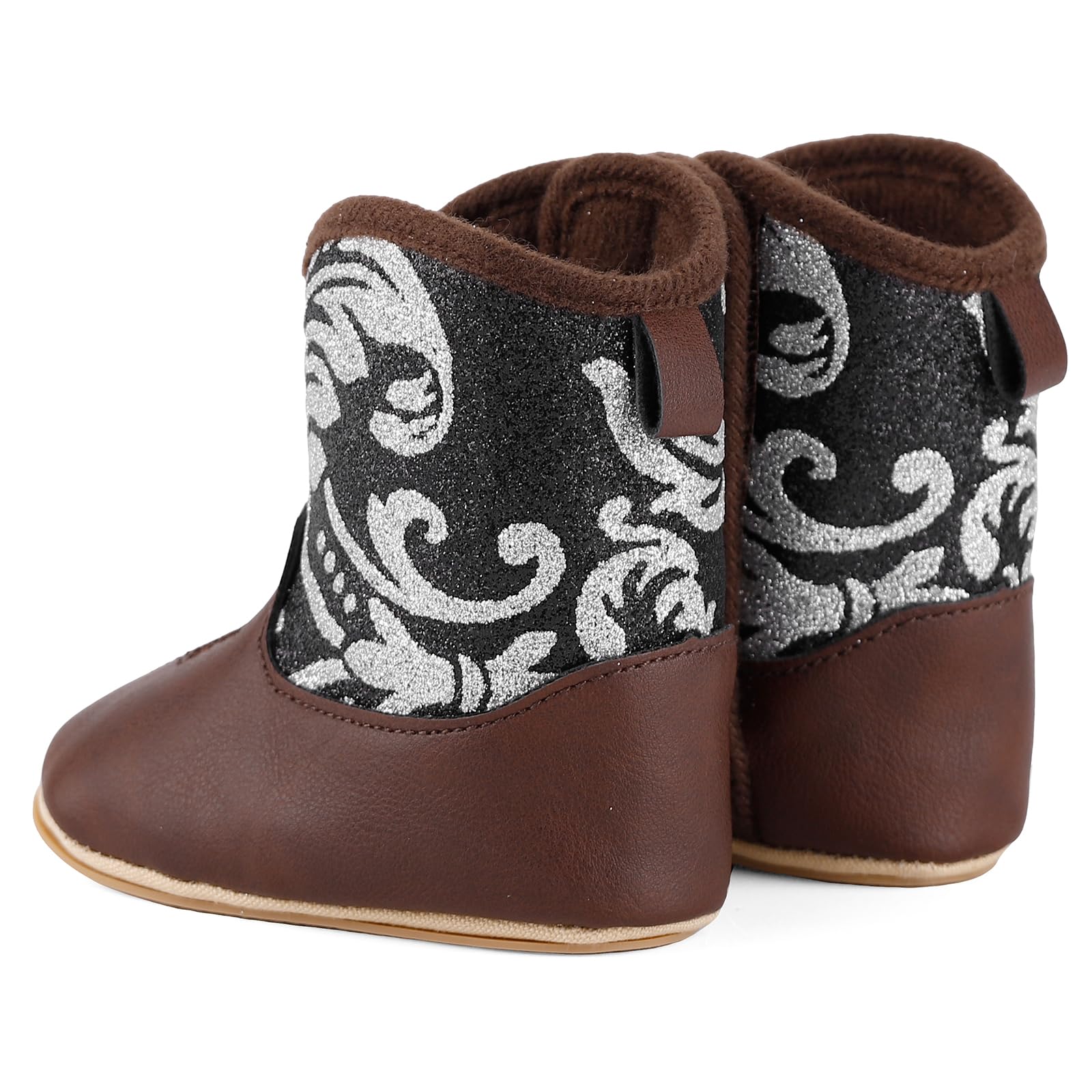 MK MATT KEELY Leather Western Boots Cowboy Bootie Soft Sole Non-Slip Crib Shoes for Baby Infant Toddler Girls Boys Newborn