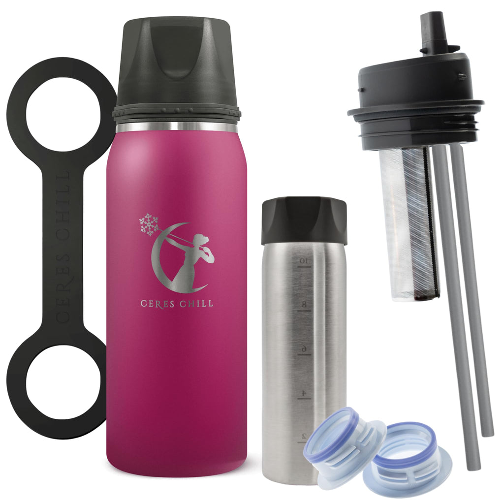 CERES CHILL OG Breastmilk Chiller Bundle with Straw Lid & Infuser & Adapters – 12–34oz Portable Breast Milk Cooler, Uce Ice or Freeze – Don’t Call me Hon, Plum