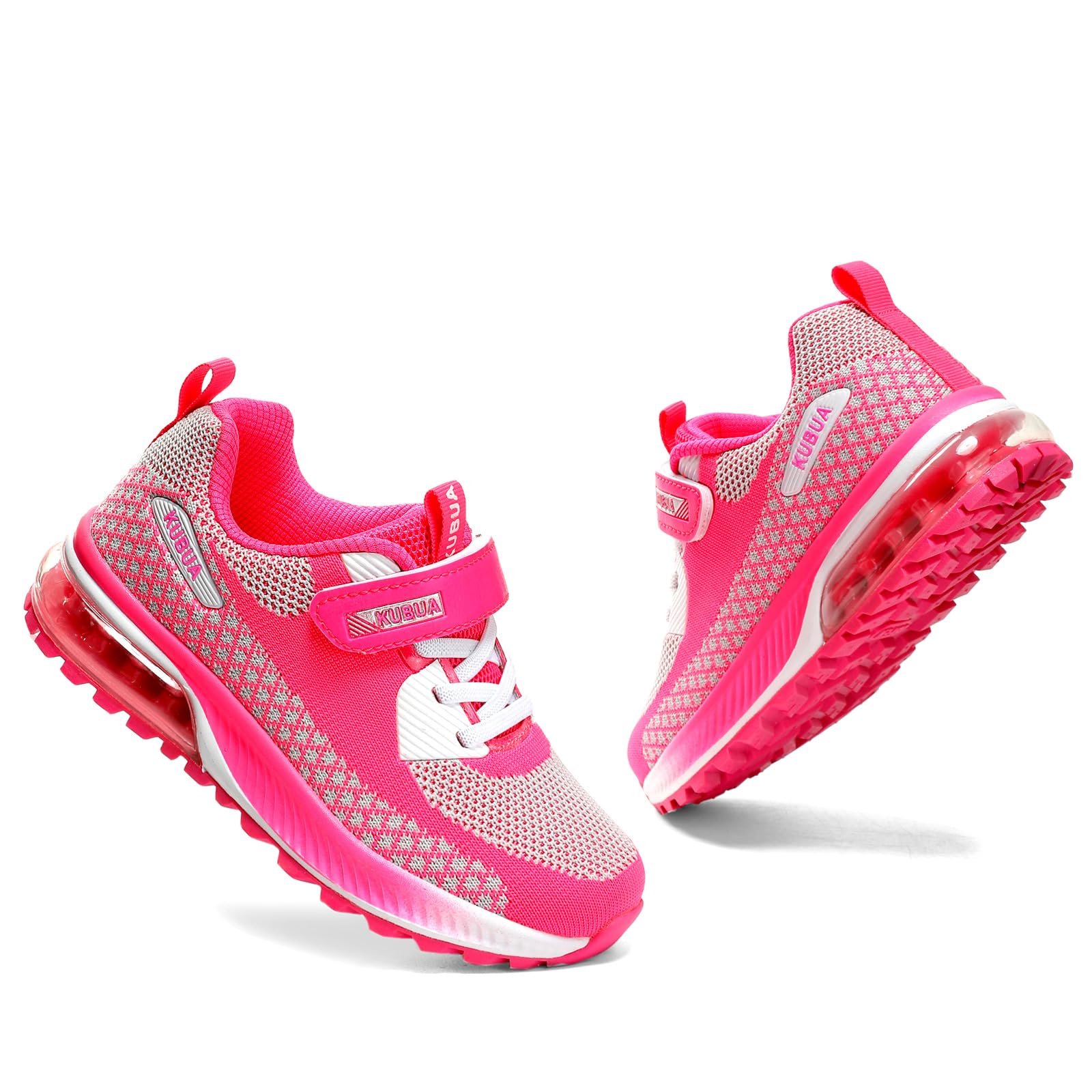 KUBUA Kids Sneakers Lightweight Boys Girls Tennis Shoes Pink Grey