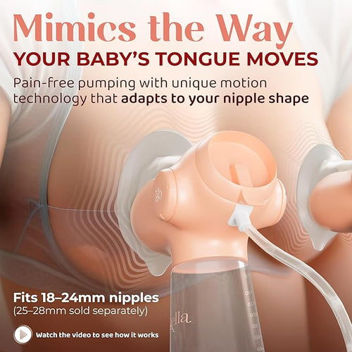 Annabella Electric Breast Pump - Simulates Baby’s Tongue with Adjustable Shield (18-24mm)