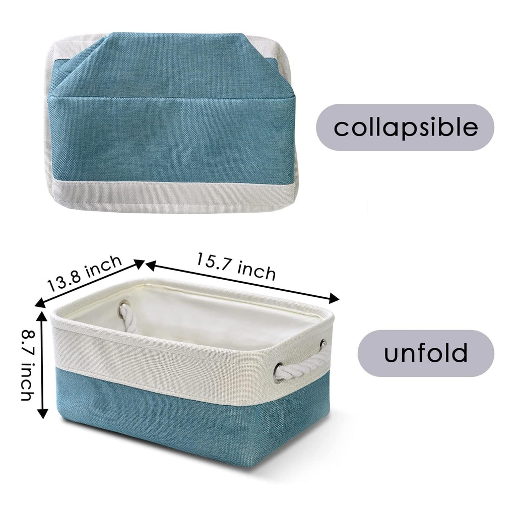 Organization and Storage Basket for Organizing - 12X8X5.2 inch 6 Pack Fabric Cube Storage Bin Collapsible Baskets for Shelves, Storage Box for Cloth Decorative room (White & Green)