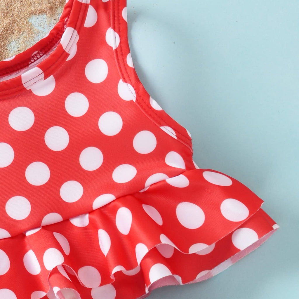 Toddler Little Girls Swimsuit Two Piece Mouse Ruffle Bathing Suit Bikini Tops Bottoms Swimming Suit Swimwear Beach Wear Polka Dot 2T - 3T