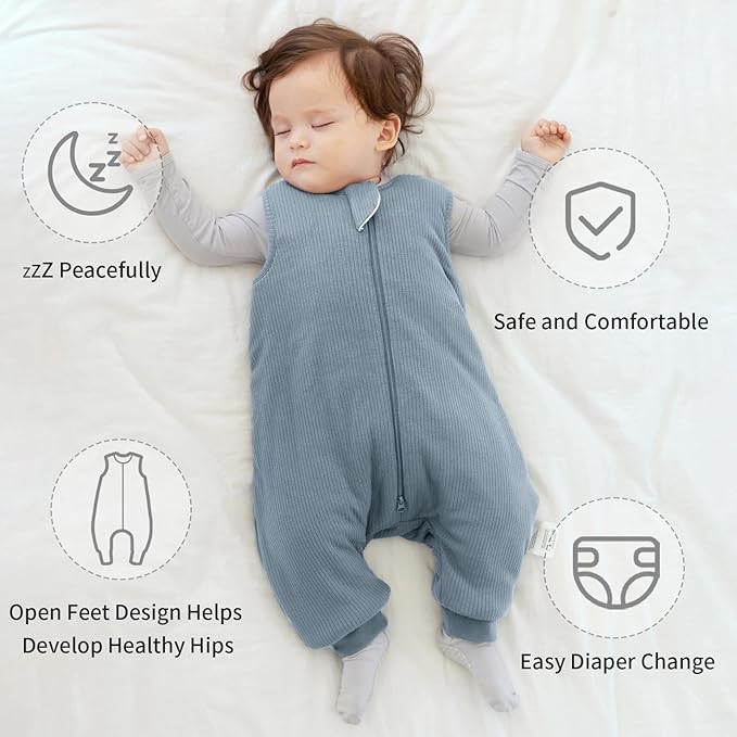 Rayon Made from Bamboo Toddler Sleep Sack with Feet 24-36 Months 1.0 Tog Breathable Sleep Sack 2t-3t Ultra Soft Baby Wearable Blanket with Legs Unisex Sleeping Bag with 2-Way Zipper