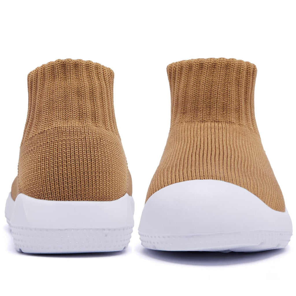 MORENDL Toddler Sock Shoes Baby Walking Shoes Infant Slippers Boys & Girls Non-Slip Sneakers Brown