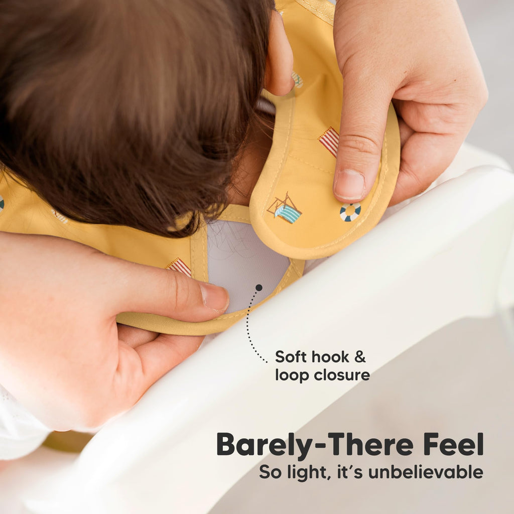 KeaBabies 3-Pack Waterproof Baby Bibs for Eating, Lightweight (Beach Day)