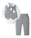 SANMIO Baby Boy Suit Set Infant Gentleman Formal Outfits 0-24M Light Gray