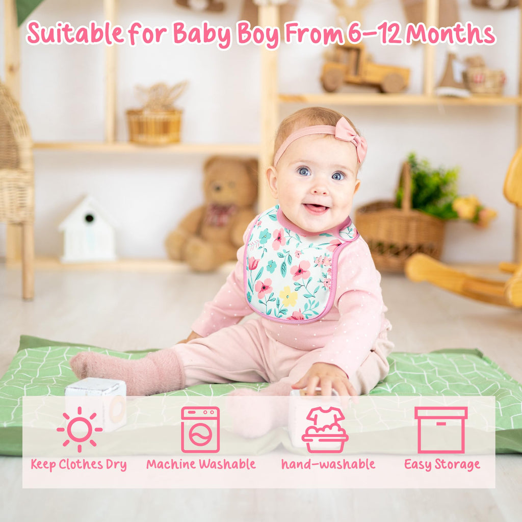 2ooya 7Pcs Waterproof Cotton Baby Bibs for Feeding Drooling Teething Eating