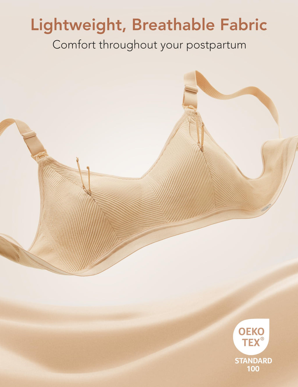Pumping Bra Hands Free Zip Opening Design Seamless Nursing Bras for Breastfeeding High Support Nursing & Pumping Bra in One Nude L