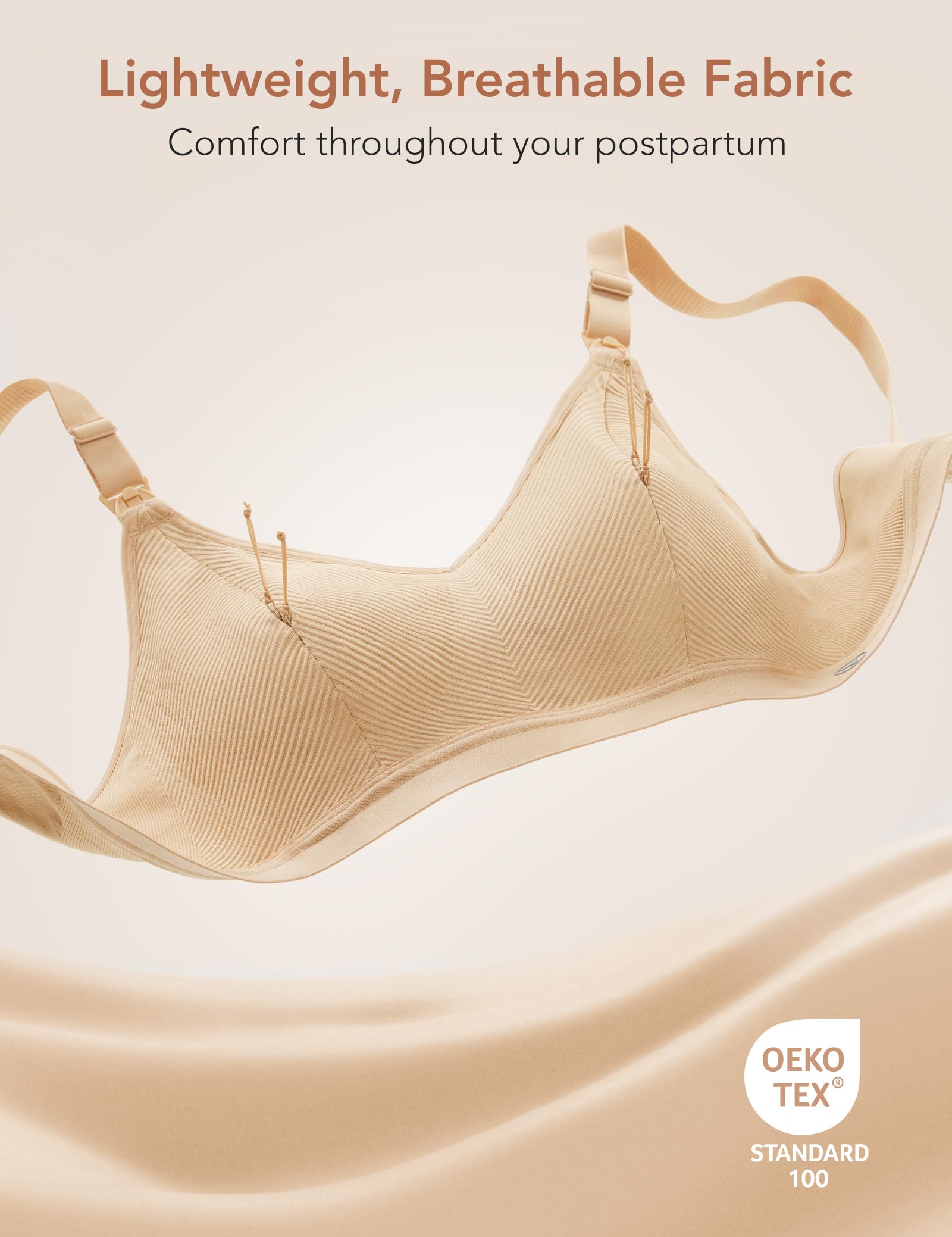 Pumping Bra Hands Free Zip Opening Design Seamless Nursing Bras for Breastfeeding High Support Nursing & Pumping Bra in One Nude L