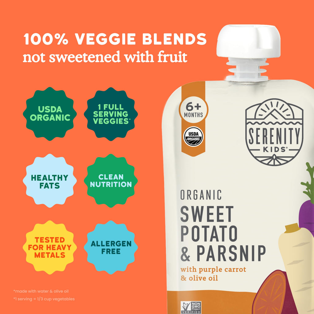 Serenity Kids Organic Baby Food Pouches, No Added Sugar, 3.5 Oz, 12 Pack