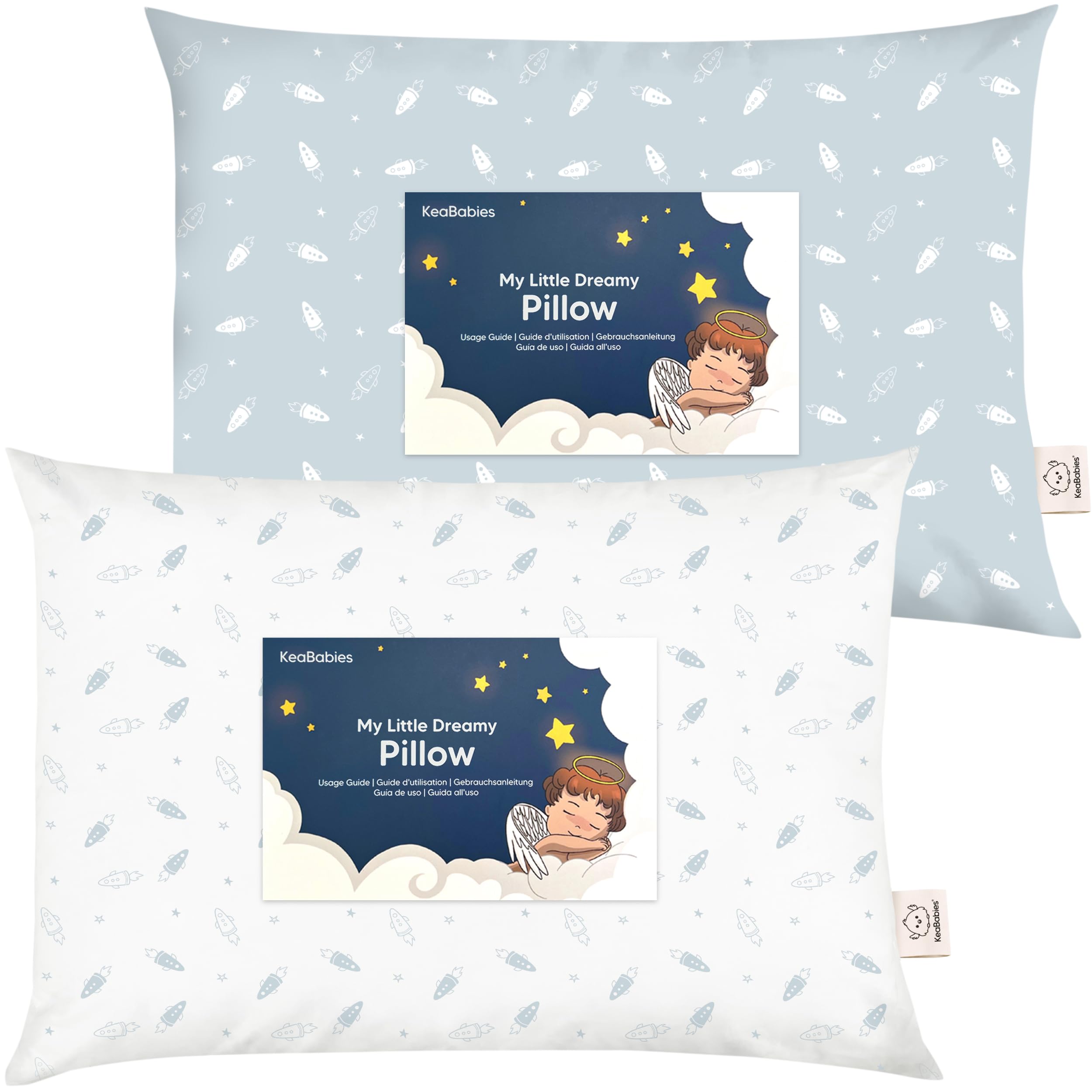 2pk Toddler Pillows 2 Year Old to 5,13x18 Kids Pillow (Spacecrafts)