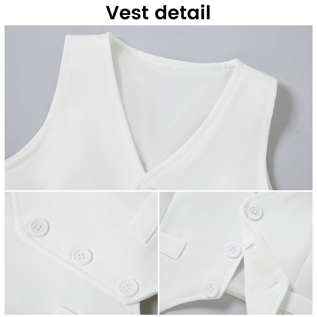 DISAUR Baby Boy Suspender Outfit Baby Formal Outfit Boy Short Sleeve Infant White Shirt White Vest Pants Bow Tie 6 9 Months
