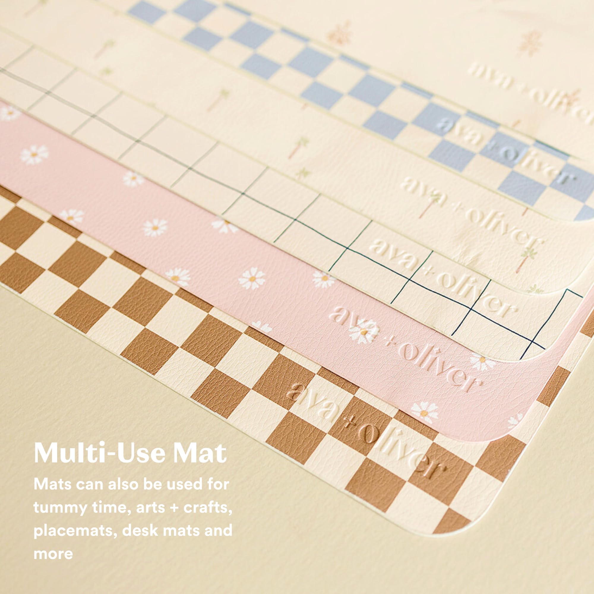 Vegan Leather Baby Changing Mat 16x30in, Wipeable, Foldable, Mocha Checker