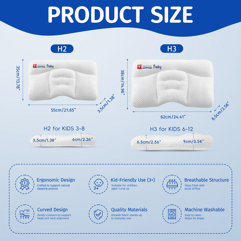 HOAGBaby Toddler Pillow with Pillowcase, Breathable & Cozy Machine Washable Kids Pillow with Pillowcase, 21.6x13.8 Ergonomic Children Pillow for Boys and Girls Aged 3-8 (Rabbit, Height 2)