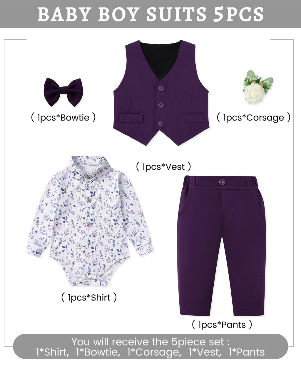 SANMIO Baby Boy Suit Set Infant Gentleman Formal Outfits 0-24M