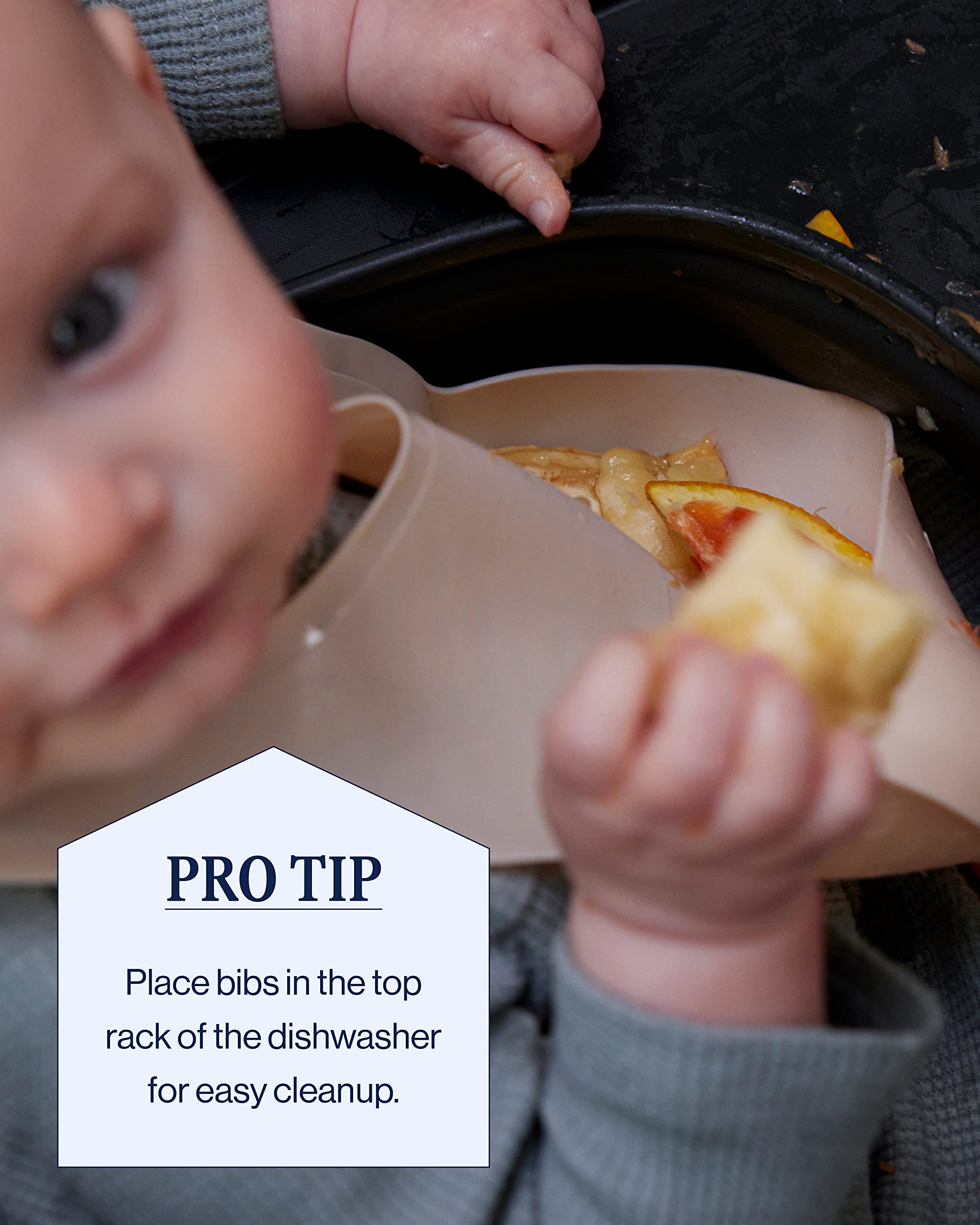 Lalo The Bib - Waterproof, Non-Toxic Silicone Baby Bib with Adjustable Neck Band & Silicone Food Pouch Catcher, Set of 2 - Blueberry