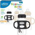 Dr. Brown's Wide-Neck Sippy Spout Bottle with Handles, Black & Ecru, 2-Pack