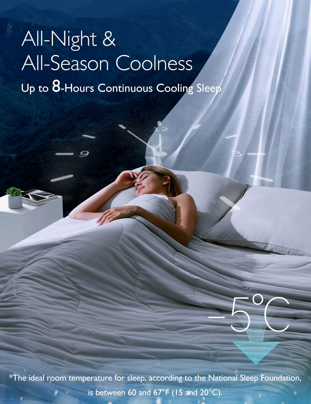 Momcozy Life CoolMurm Cooling Comforter for Hot Sleepers, King/Cali King 106"x90" Soft Breathable Pregnancy Cooling Blanket, 3-Second Cooling, 8 Hours+ Stay Cool All Night, Deep Light Blue