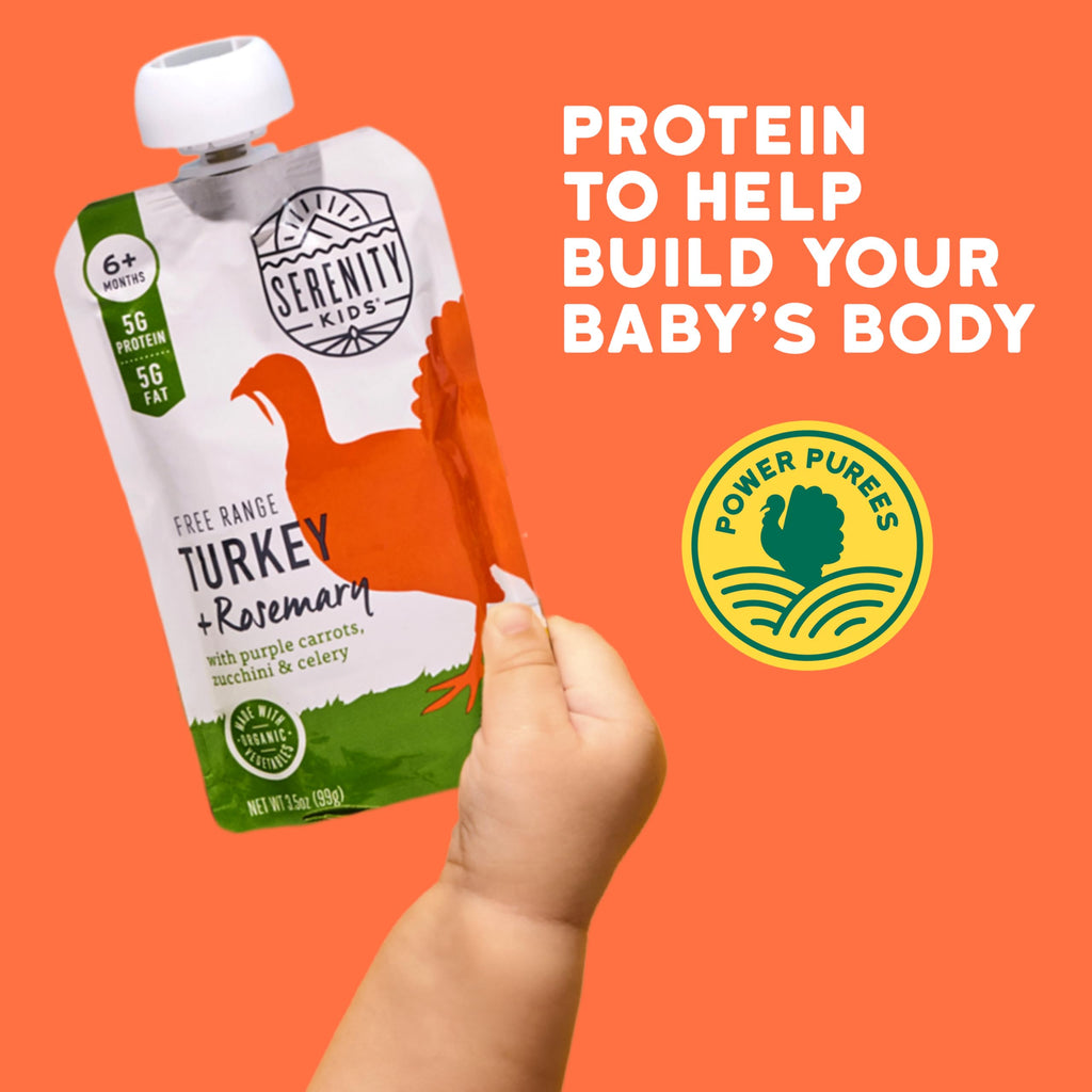 Serenity Kids Turkey & Rosemary Baby Food Pouch, 5g Protein, 3.5 Oz, 6 Pack